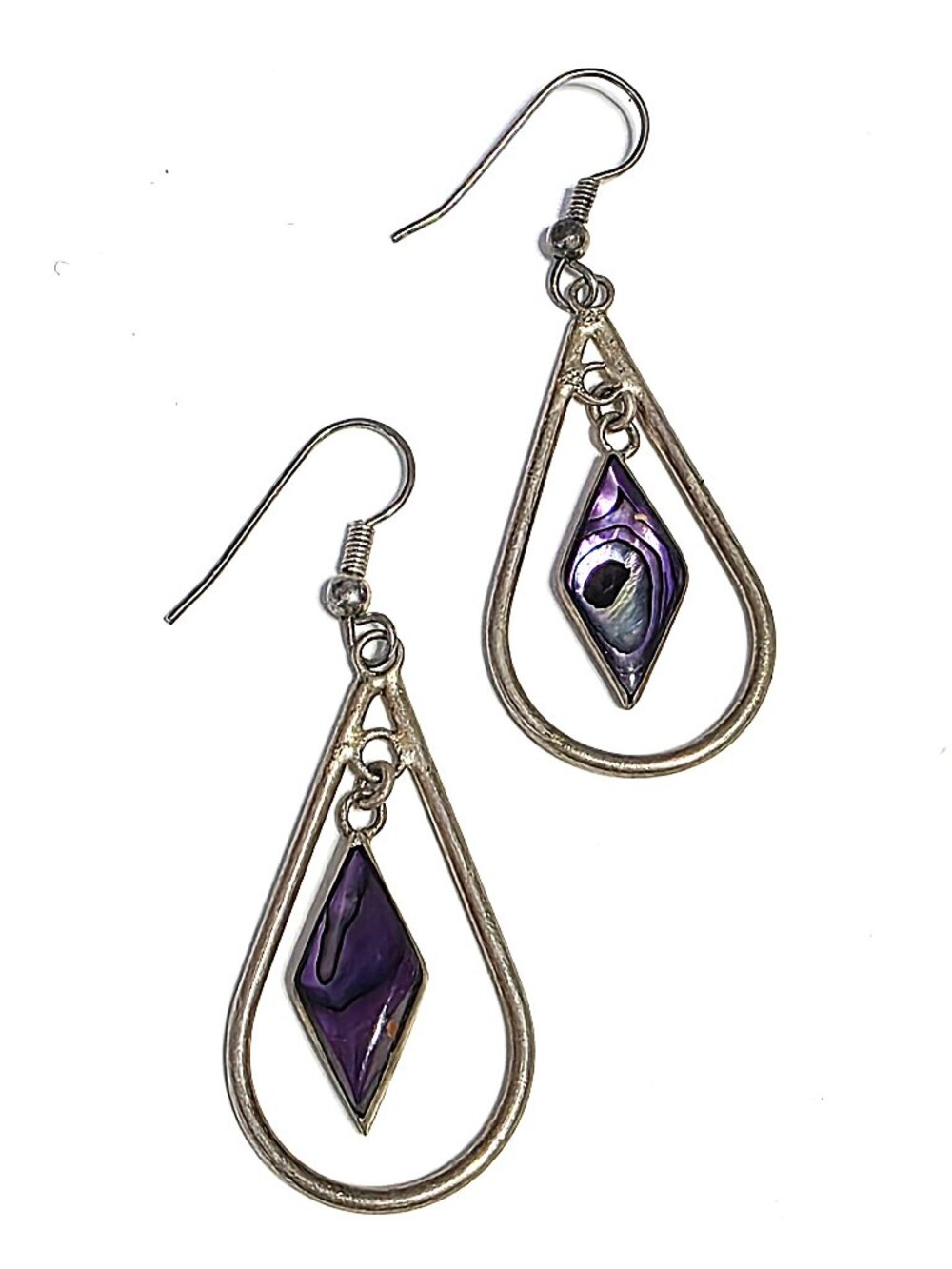 925 Mexican silver & purple abalone shell earrings